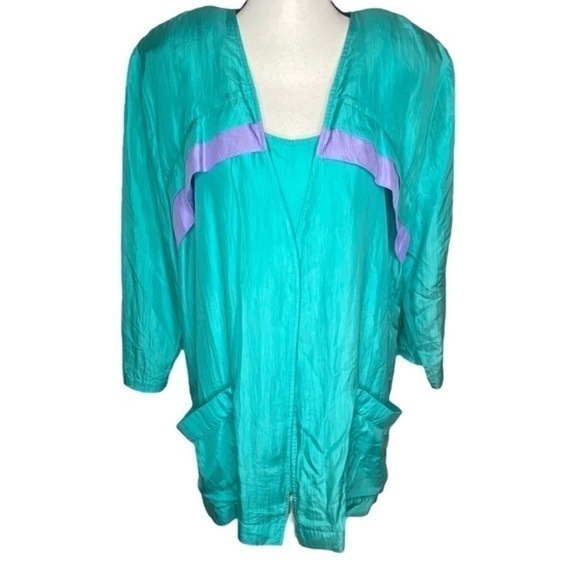 Stewart Sport Outfit Set Aqua and Lavender Silk 4 Piece Size XS Vintage 80s - Picture 5 of 15